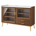Credenza 150 x 40 x 90 cm in legno marrone con vetro scanalato - stile moderno con cassetti