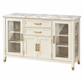 Credenza vetrina 150 x 45 x 95 cm in legno bianco con vetro stile classico