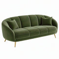 Divano 3 posti 210 cm in velluto verde con gambe in metallo stile moderno