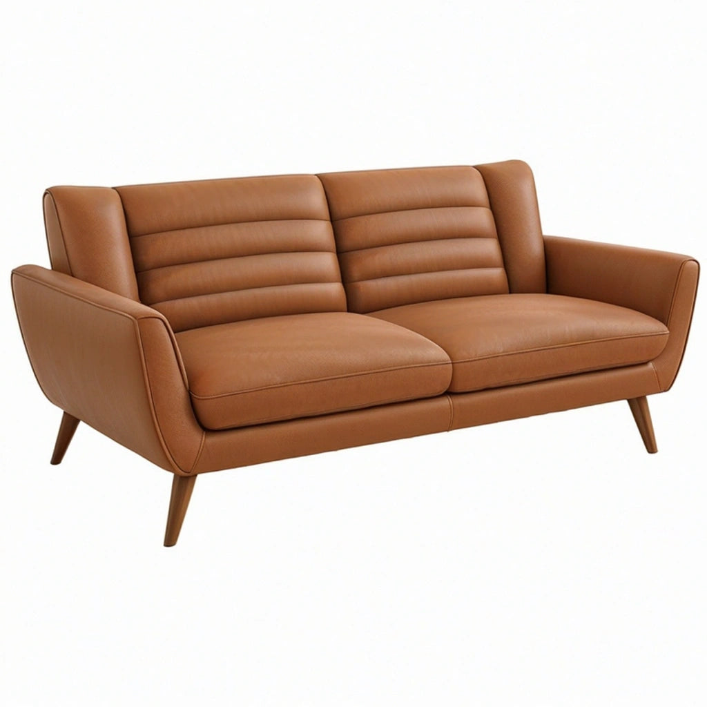 Divano 2 posti 160 x 85 x 85 cm in similpelle marrone stile moderno