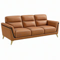 Divano 3 posti 210 x 90 x 88 cm in similpelle marrone stile moderno