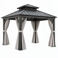 Gazebo da giardino 300 x 300 cm in metallo grigio antracite con tende e tetto ventilato